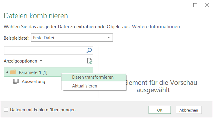 Auch beim Erstellen der Beispieldatei fehlt zunächst der Zugriff auf die ausgeblendeten Arbeitsblätter