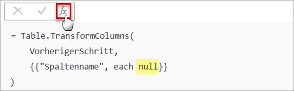 Auch ohne einen Transformationsschritt über das Menüband auszuführen und abzuändern, lässt sich ein solcher Schritt über Klick auf das fx erstellen