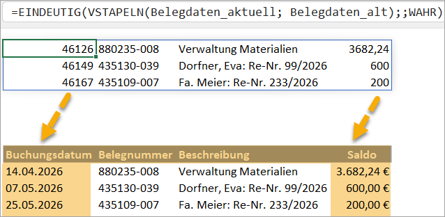 Die Formellösung muss manuell nachgearbeitet werden bei den Überschriften und Formaten