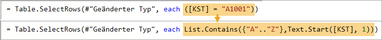 Der Trick: Die Filteranweisung nach einer bestimmten Kostenstelle durch die List.Contains-Anweisung austauschen